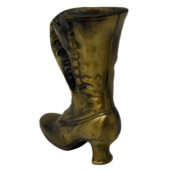 Vintage Brass Victorian Boot Shoe Planter Vase Steampunk Decor Vase Antique - Picture 4 of 10